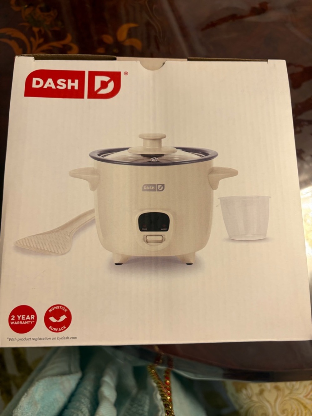 Ash Cream Dash Mini Rice Cooker with Lid and Spoon